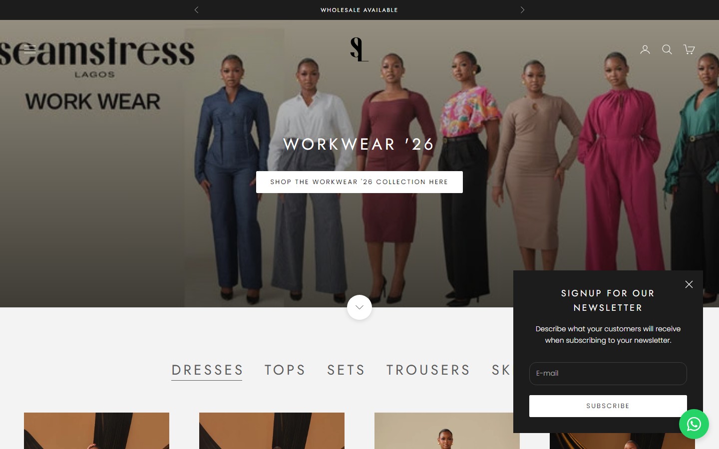 Seamstress Lagos — live luxury fashion storefront